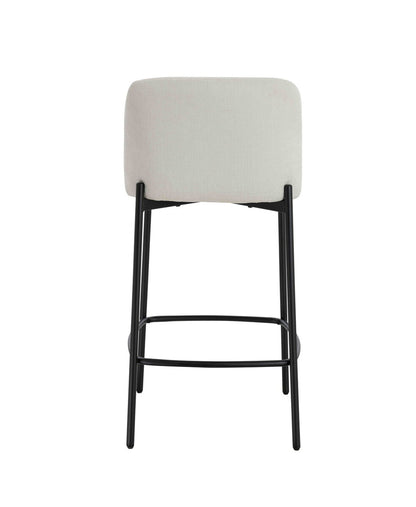 Maxwell Set of 2 Beige Textured Fabric Bar Chairs with Black Legs - Image 5