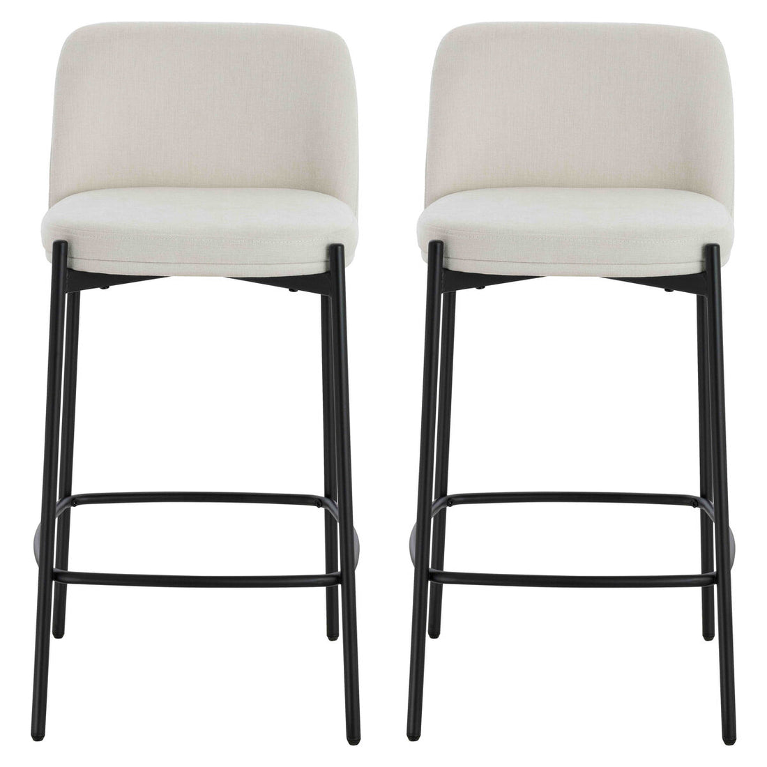 Maxwell Set of 2 Beige Textured Fabric Bar Chairs with Black Legs - Image 1