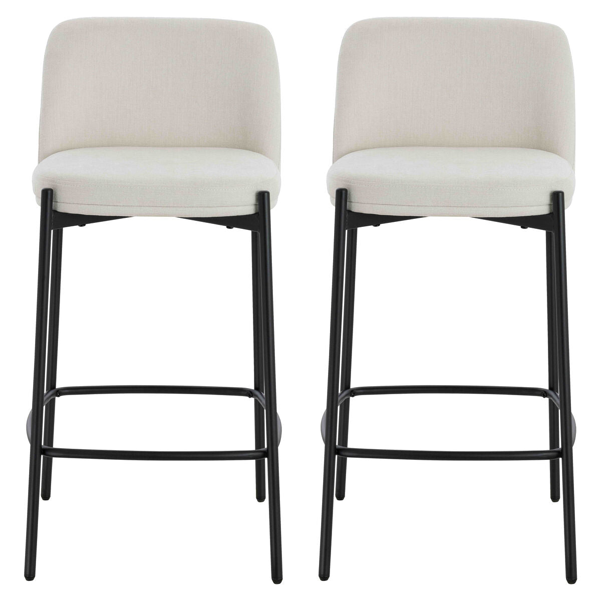 Maxwell Set of 2 Beige Textured Fabric Bar Chairs with Black Legs - Image 1