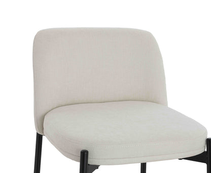 Maxwell Set of 2 Beige Textured Fabric Bar Chairs with Black Legs - Image 6