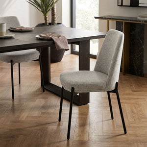 Maxwell Set of 2 Light Grey Textured Fabric Dining Chairs