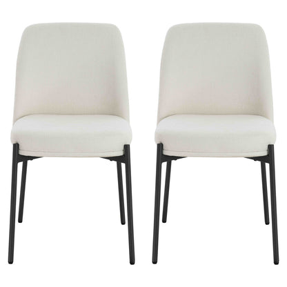Maxwell Set of 2 Light Beige Textured Fabric Dining Chairs - Image 1