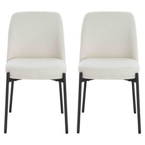 Maxwell Set of 2 Light Beige Textured Fabric Dining Chairs