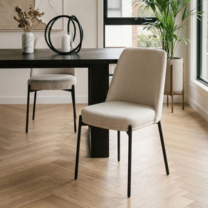Maxwell Set of 2 Light Beige Textured Fabric Dining Chairs