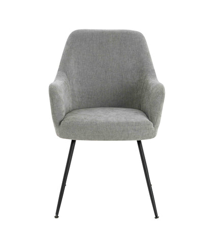 Maxwell Set of 2 Light Grey Textured Fabric Dining Chairs with Arms - Image 2