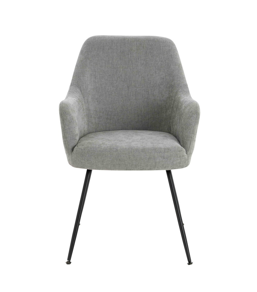 Maxwell Set of 2 Light Grey Textured Fabric Dining Chairs with Arms - Image 7