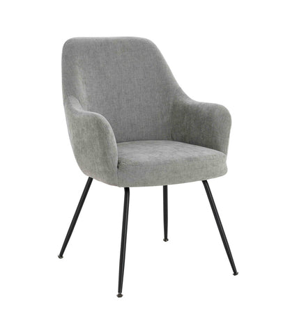 Maxwell Set of 2 Light Grey Textured Fabric Dining Chairs with Arms - Image 3