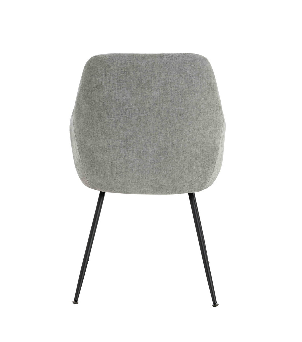 Maxwell Set of 2 Light Grey Textured Fabric Dining Chairs with Arms - Image 5
