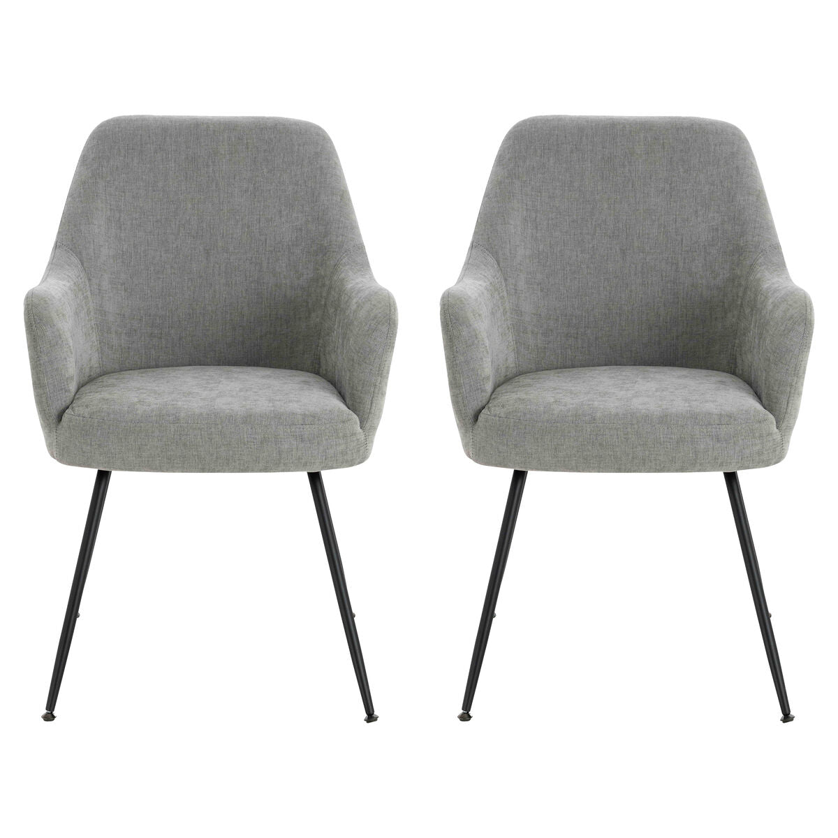 Maxwell Set of 2 Light Grey Textured Fabric Dining Chairs with Arms - Image 1