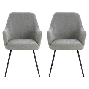 Maxwell Set of 2 Light Grey Textured Fabric Dining Chairs with Arms