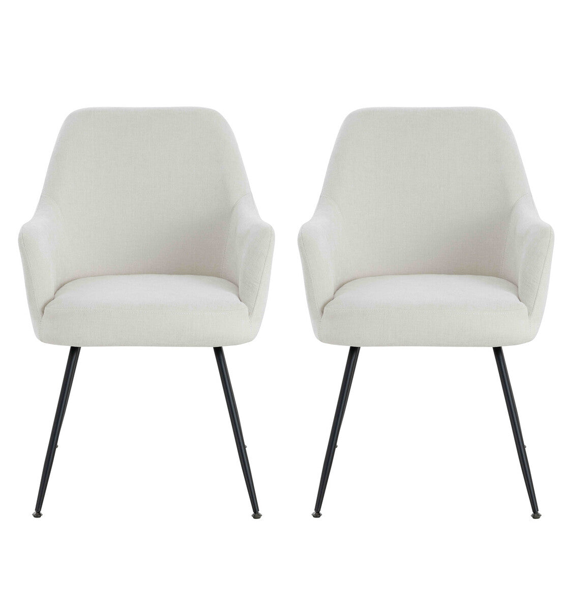 Maxwell Set of 2 Light Beige Textured Fabric Dining Chairs with Arms - Image 1
