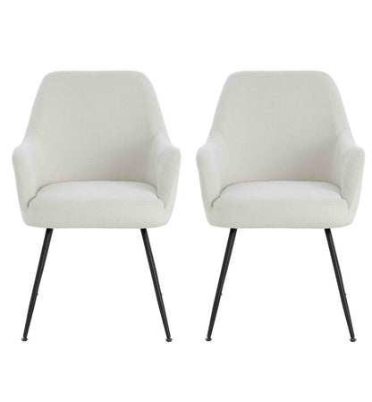 Maxwell Set of 2 Light Beige Textured Fabric Dining Chairs with Arms - Image 1