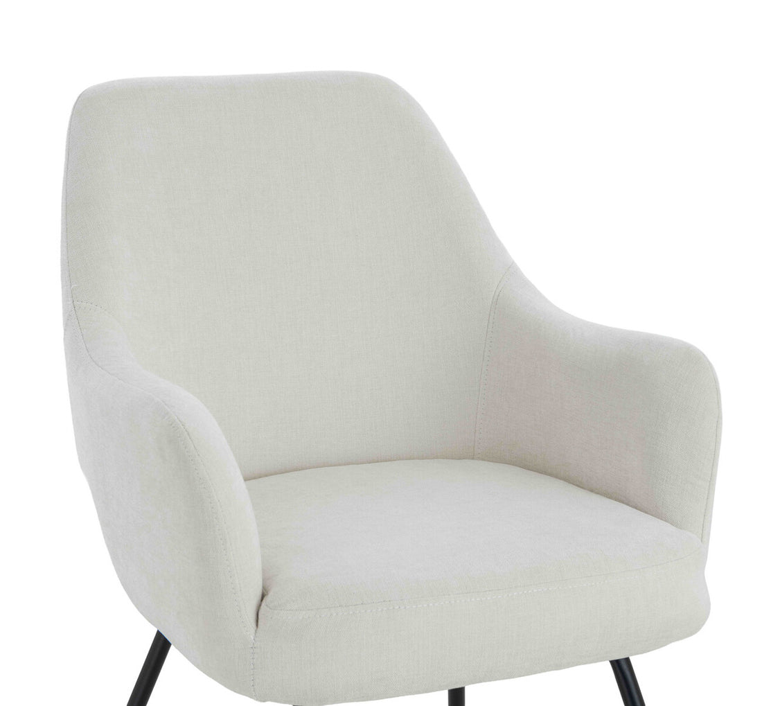 Maxwell Set of 2 Light Beige Textured Fabric Dining Chairs with Arms - Image 6