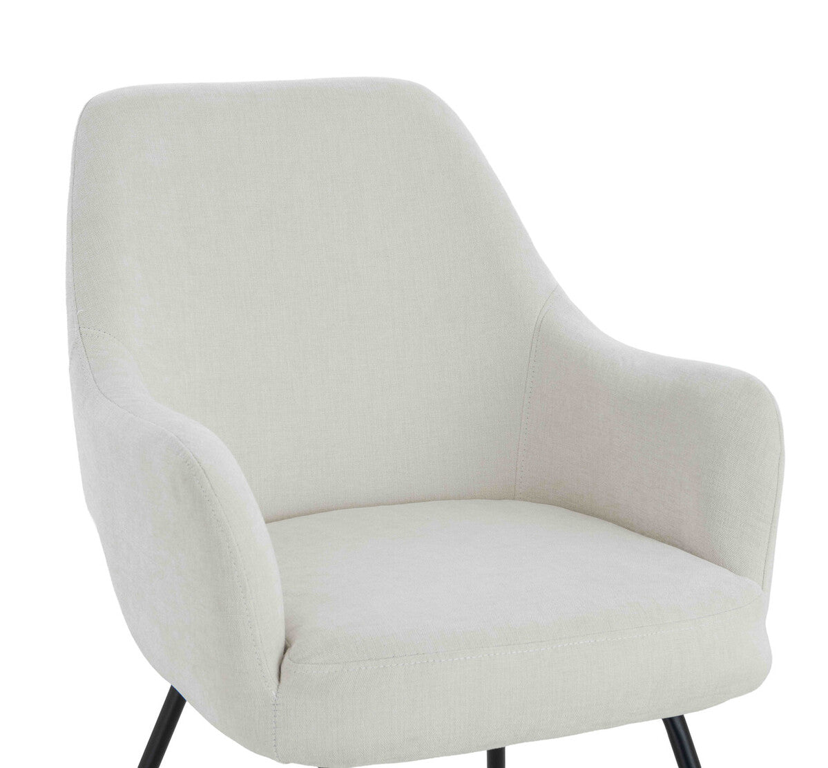 Maxwell Set of 2 Light Beige Textured Fabric Dining Chairs with Arms - Image 6