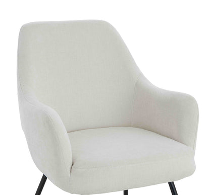 Maxwell Set of 2 Light Beige Textured Fabric Dining Chairs with Arms - Image 6