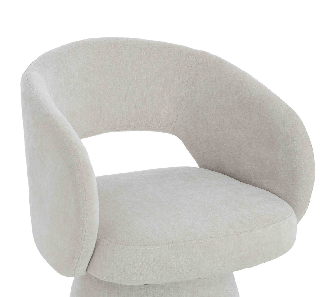 Maxwell Textured Beige Fabric Curved Accent Dining Chair - Image 5