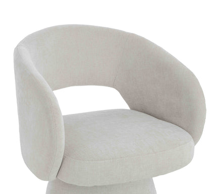 Maxwell Textured Beige Fabric Curved Accent Dining Chair - Image 5