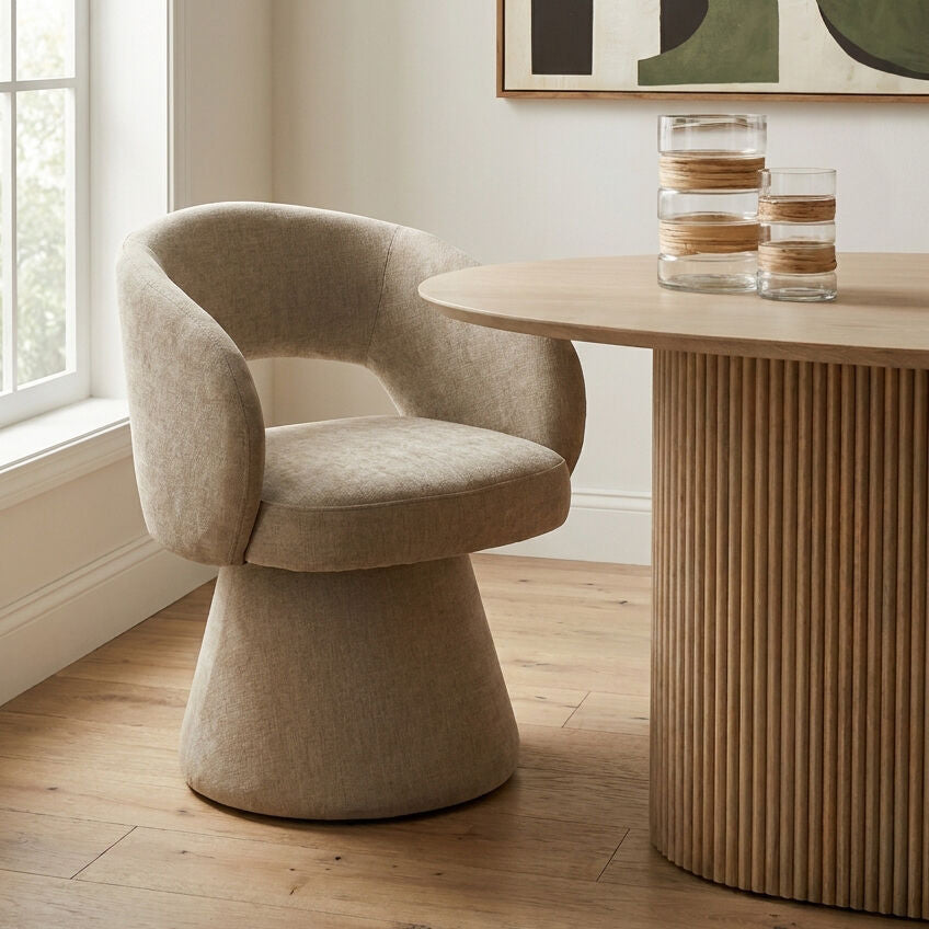 Maxwell Stone Fabric Curved Accent Dining Chair