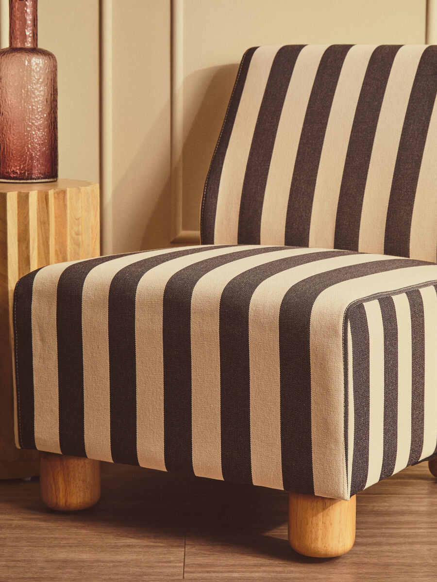 Parlan Black and White Fabric Chair with Padded Seat