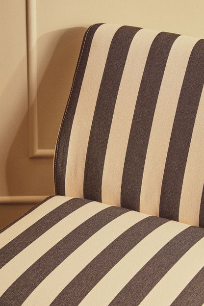 Parlan Black and White Fabric Chair with Padded Seat