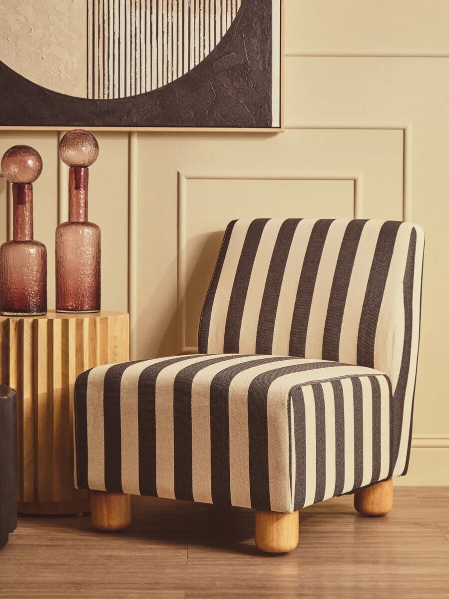 Parlan Black and White Stripe Armless Chair