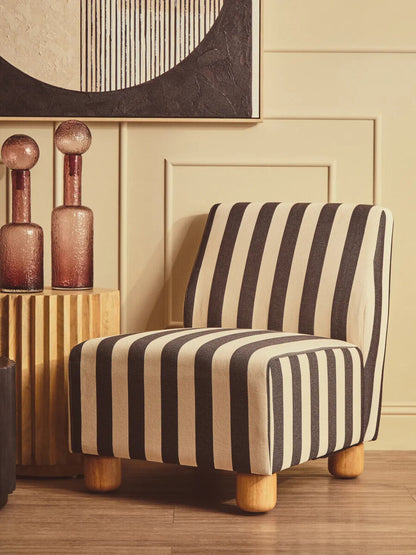 Parlan Black and White Stripe Armless Chair