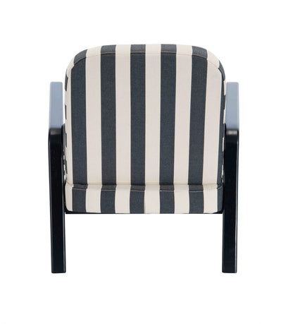 Parnay Black and White Stripe Armchair with Black Wooden Frame