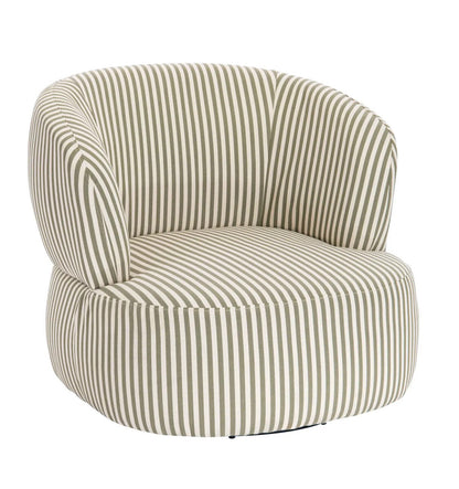 Parsac Olive Green Fabric Swivel Lounge Chair with Curved Back