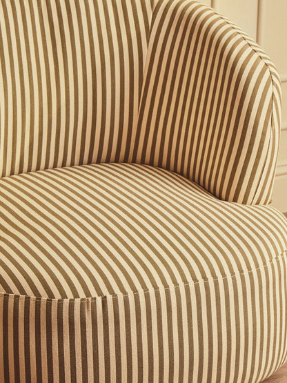 Parsac Olive Green Fabric Swivel Lounge Chair with Curved Back