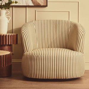 Parsac Olive Green Fabric Swivel Lounge Chair with Curved Back