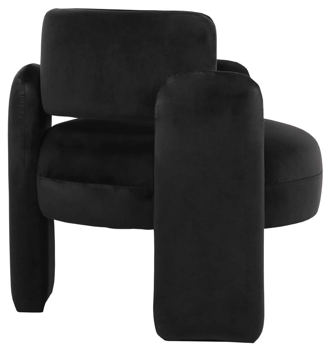 Parsac Black Velvet Curved Back Accent Chair