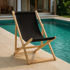 Beauport Black Deck Chair with Wooden Frame