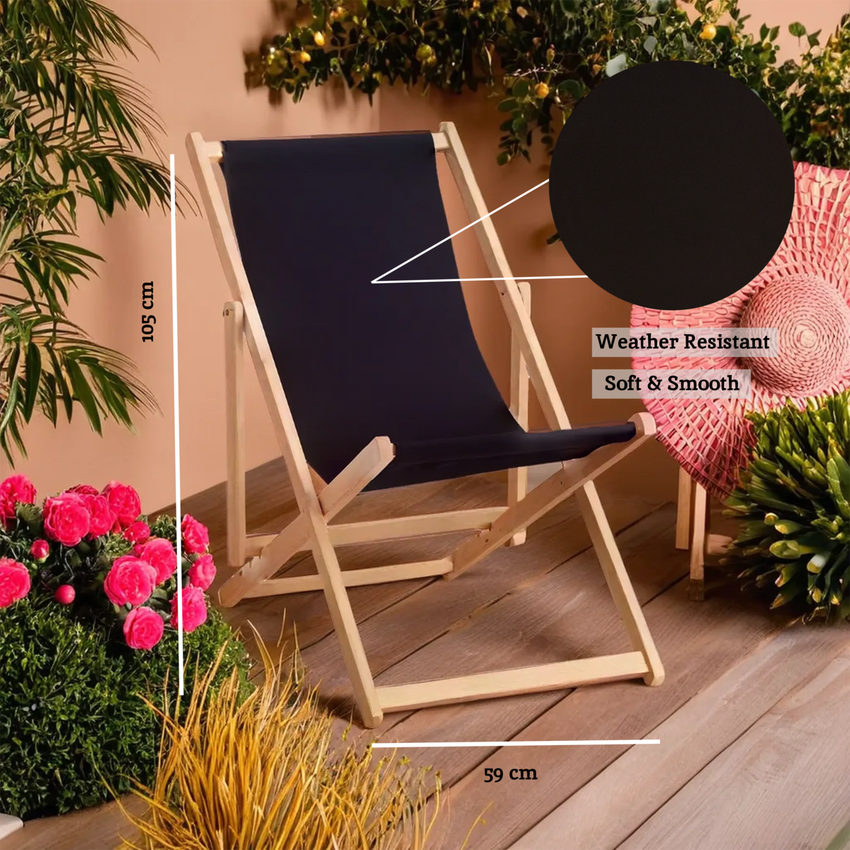 Beauport Black Deck Chair
