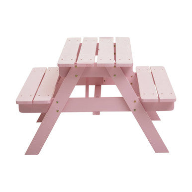Brighton Pink Finish Wood Kids Picnic Bench