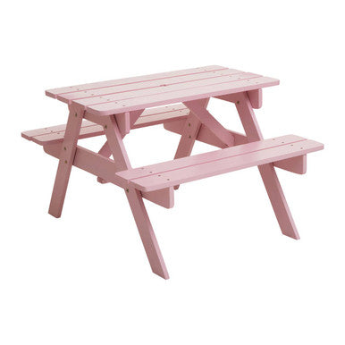 Brighton Pink Finish Wood Kids Picnic Bench