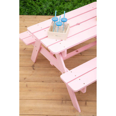 Brighton Pink Finish Wood Kids Picnic Bench