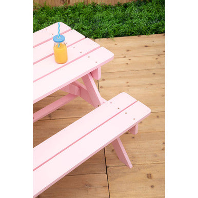 Brighton Pink Finish Wood Kids Picnic Bench