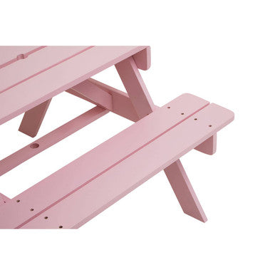 Brighton Pink Finish Wood Kids Picnic Bench