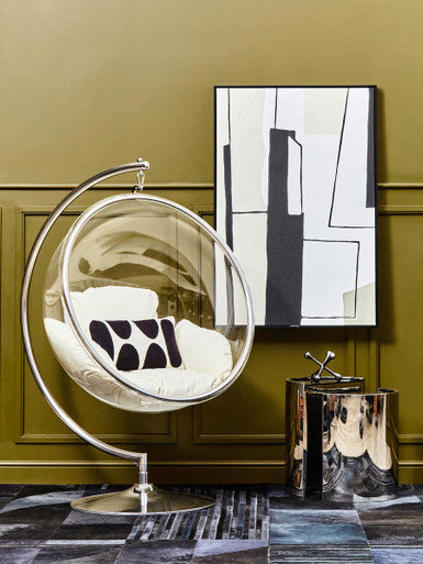 Goa Hanging Bubble Chair With Cream Cushions