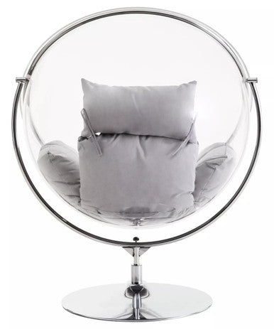 Goa Clear Swing Chair With Grey Cushions