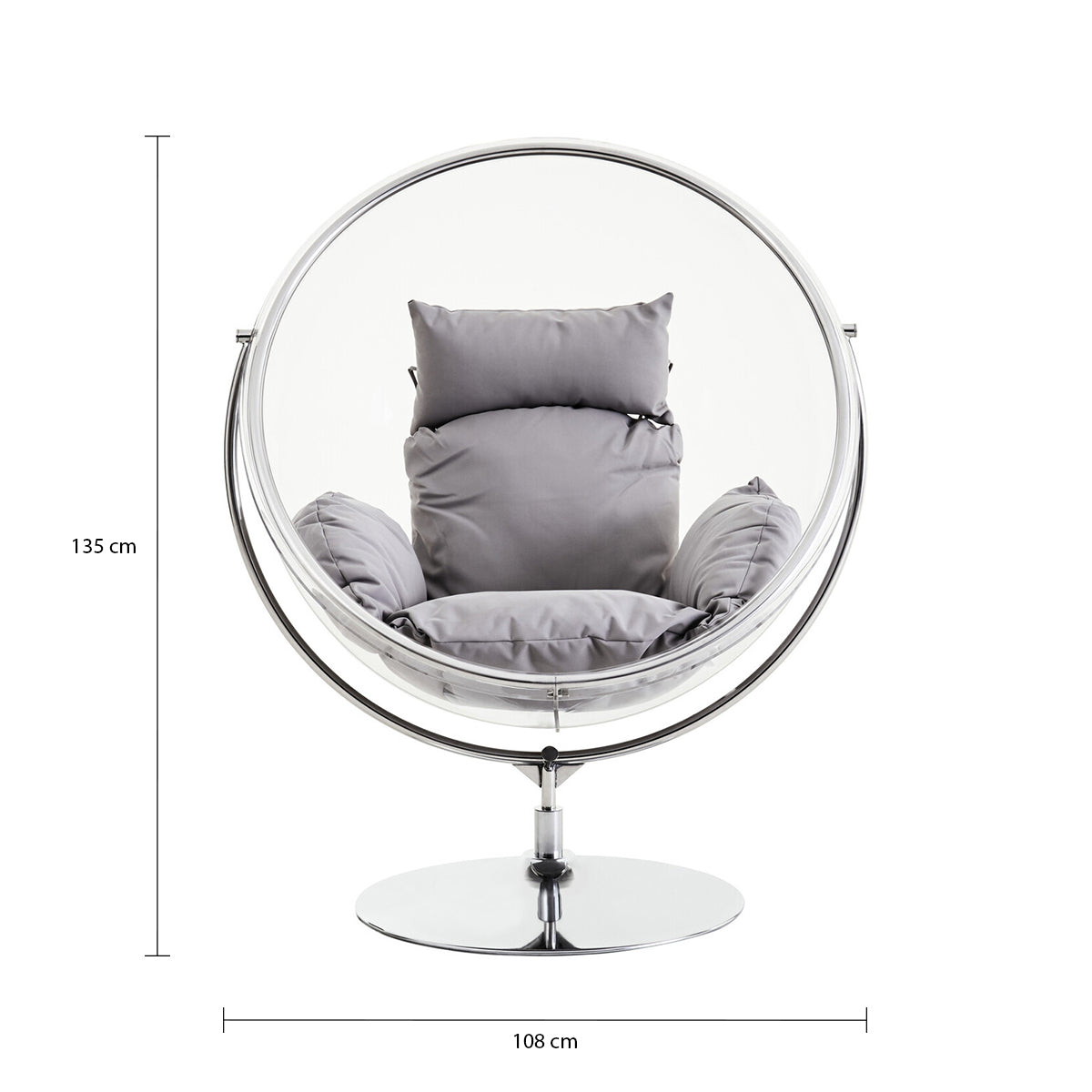 Goa Clear Swing Chair With Grey Cushions