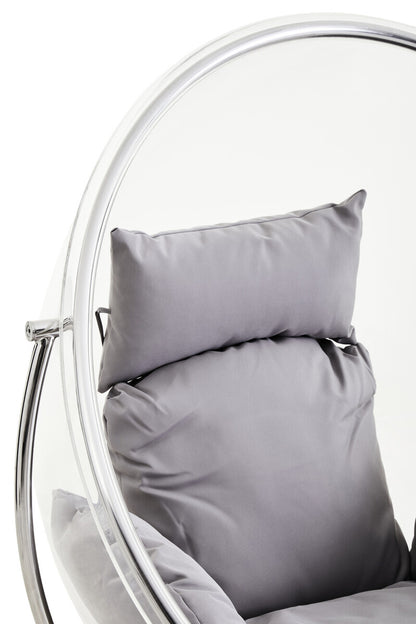 Goa Clear Swing Chair With Grey Cushions