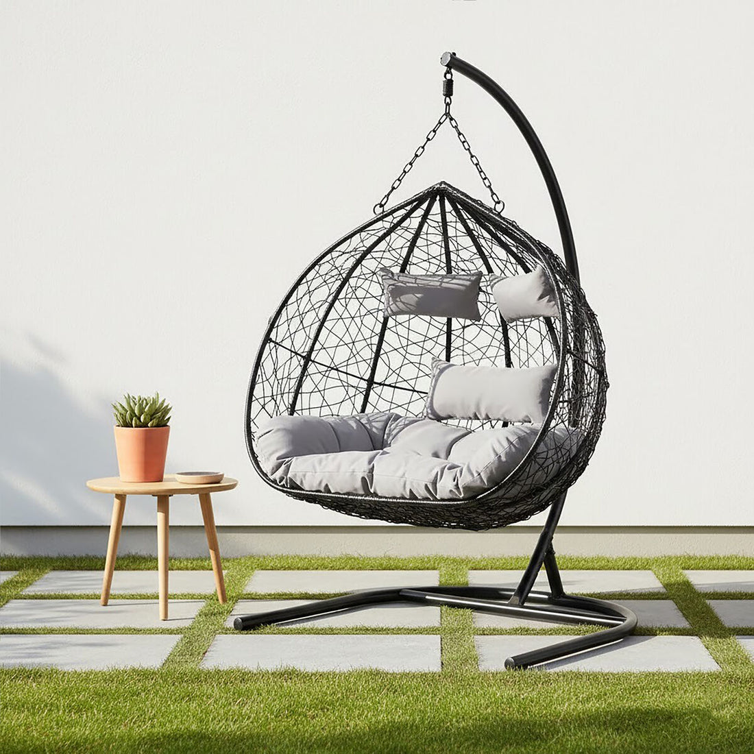 Goa Black Rattan Effect Double Hanging Chair