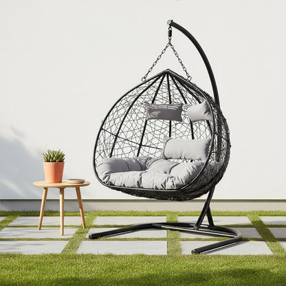 Goa Black Rattan Effect Double Hanging Chair