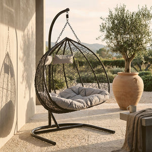 Goa Black Rattan Effect Double Hanging Chair