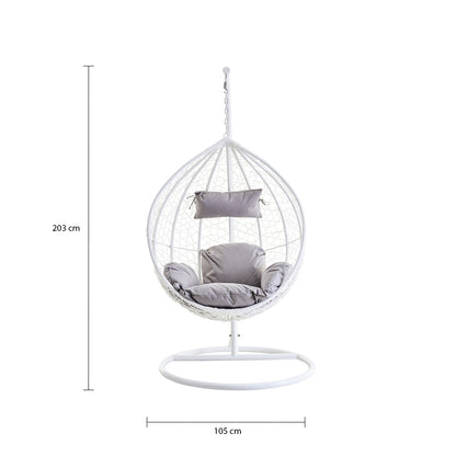 Goa White Rattan Effect Hanging Chair