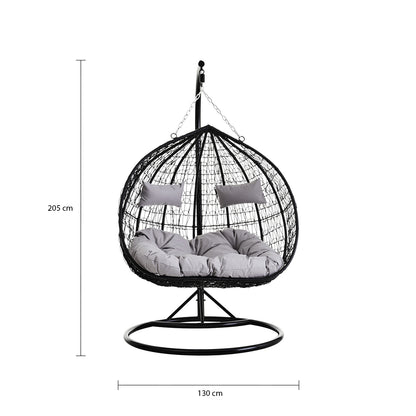 Goa Double Black Hanging Chair With Round Base