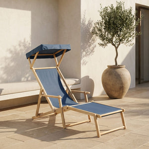 Beauport Blue Lounger with Wooden Frame
