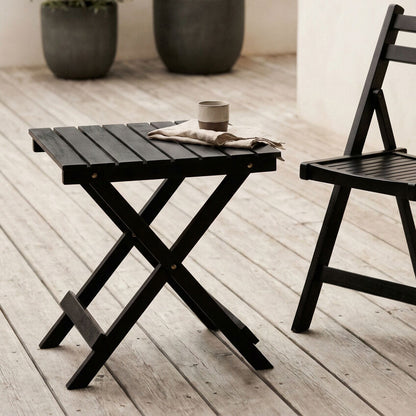 Black Weather Resistant Solid Wood Folding Table, Beauport
