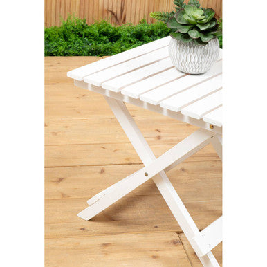 White Weather Resistant Solid Wood Folding Table, Beauport